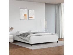 Estructura De Cama Sin Colchón Cuero Sintético Blanco 160x200cm