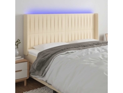 Cabecero Con Led De Tela Color Crema 203x16x118/128 Cm