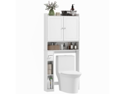 Armario De Baño Para Colocar Encima Del Inodoro O La Lavadora, 2 Puertas, 3 Compartimentos, Blanco.