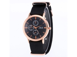 Reloj De Pulsera De Nylon Con Cuarzo Para Mujer Y Hombre Dial Romano J50( Negro)