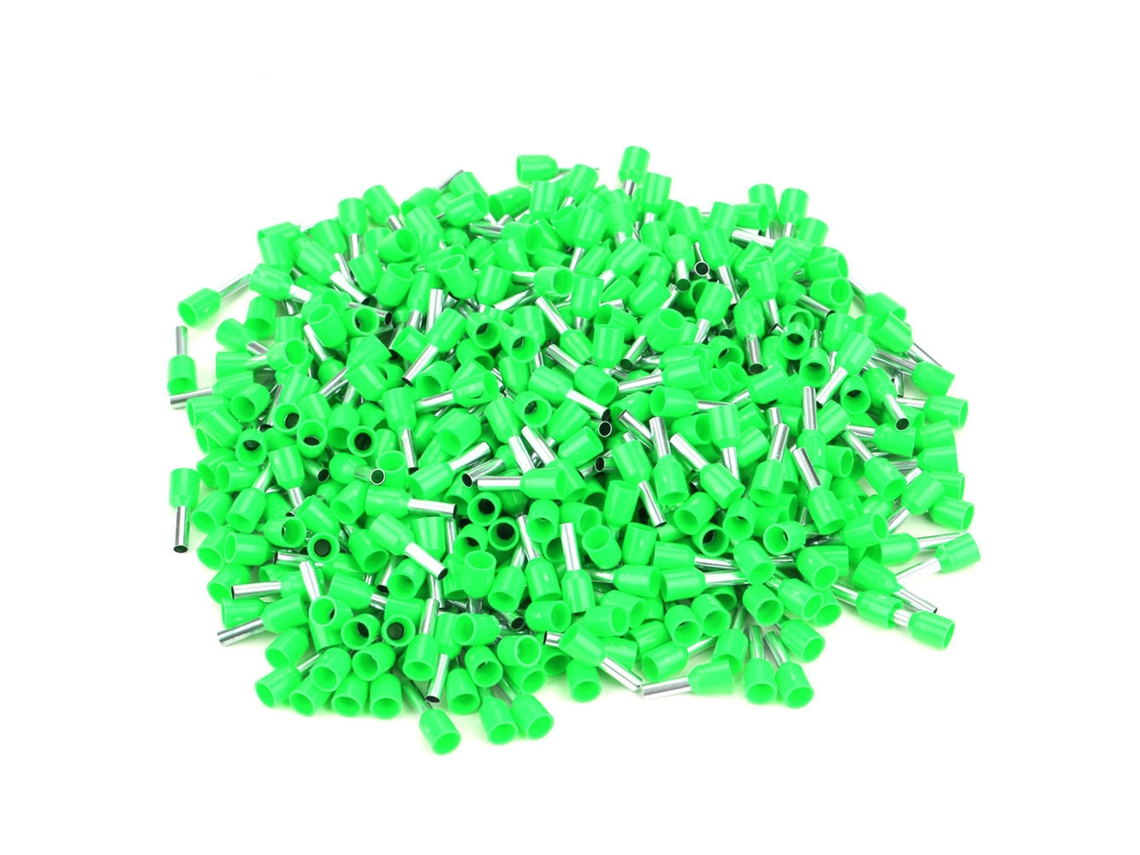 2026-500pcs Conectores De Cable Terminales Aislados E2508 Cold Pressed Tubulares Verdes