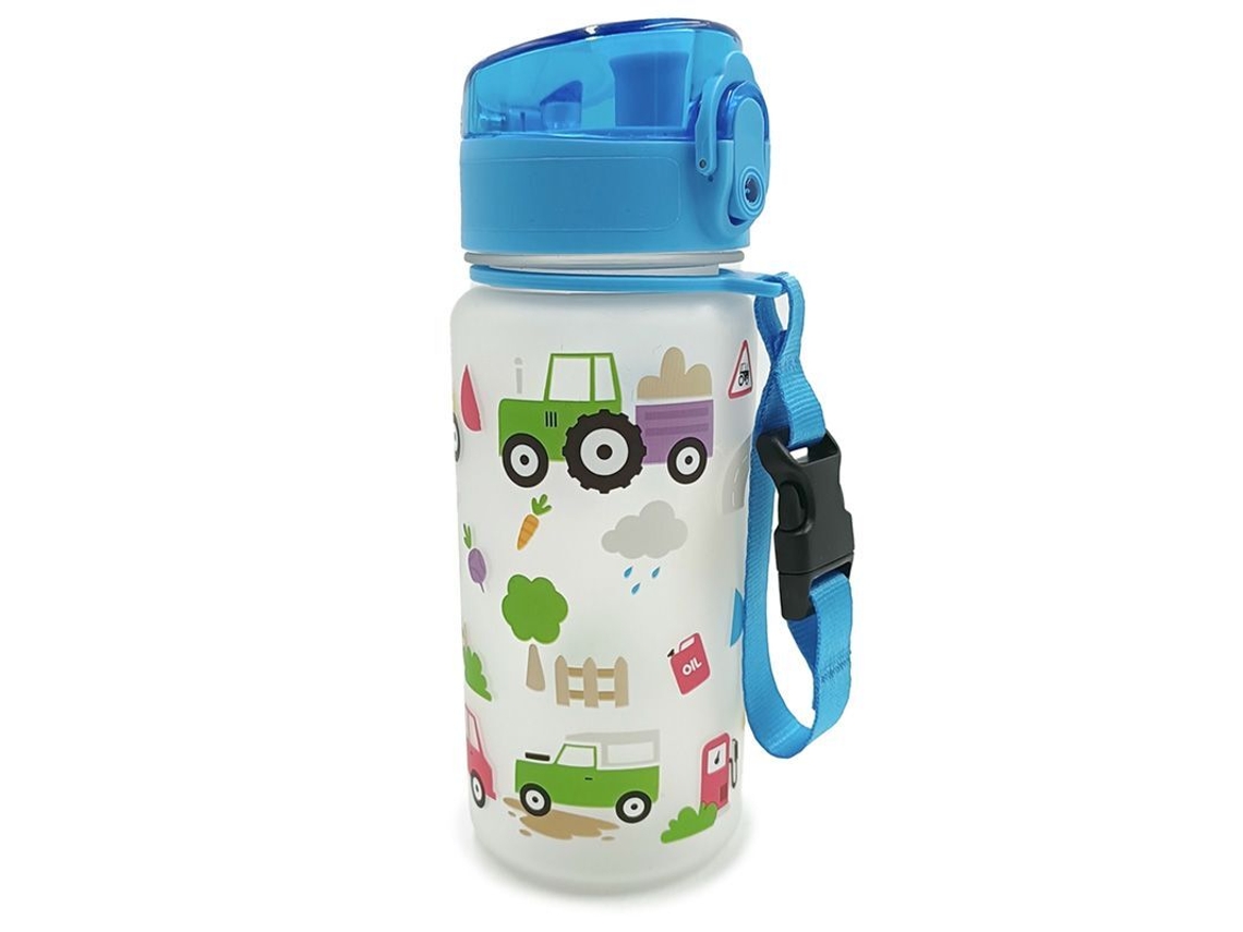Botella de agua de plástico reforzado con tapa de botón pequeños tractores niño PUCKATOR