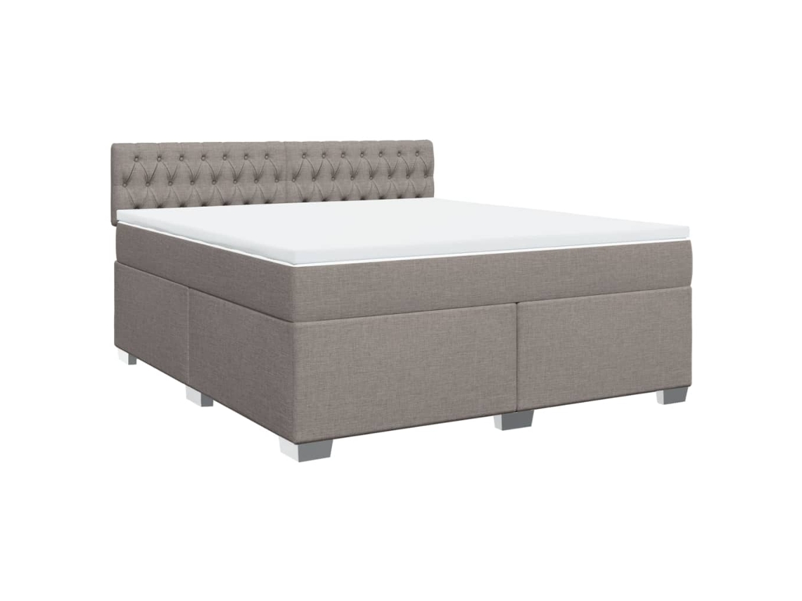 Maison Exclusive - Cama Box Spring Con Colchón Tela Gris Taupe 180x200 Cm