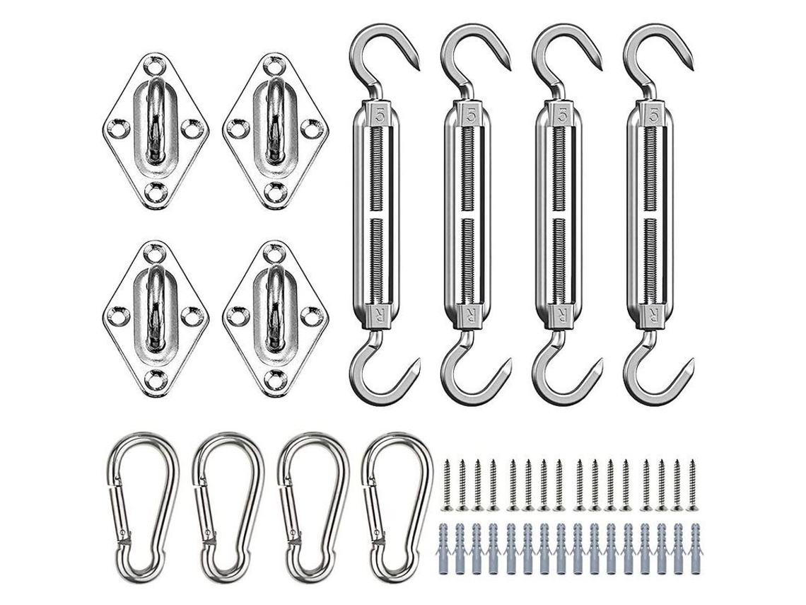 Kit De Fijación Para Toldos, 44 Piezas De Acero Inoxidable 304 Para Toldos Cuadrados, Rectangulares Y Triangulares.