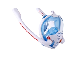Máscara de buceo integral Hexinyigjly con soporte para cámara extraíble y visión panorámica de 180° – Talla S/M Blanco/Azul
