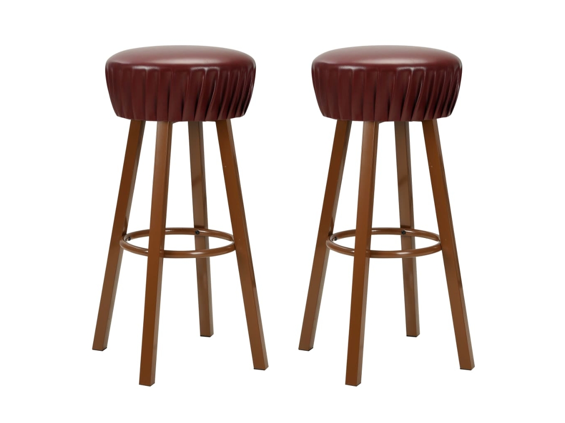 Taburetes de bar (2 unidades), piel sintética marrón, DKD HOME DECOR