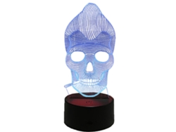 Luz Noturna 3D De Halloween - Control Remoto Negro - Caveira 1522 JEIIBRZUI