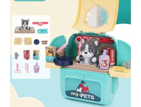 Juego de Veterinario Para Mascotas Con Mochila, Juego de Simulación Para Niños Perro Verde