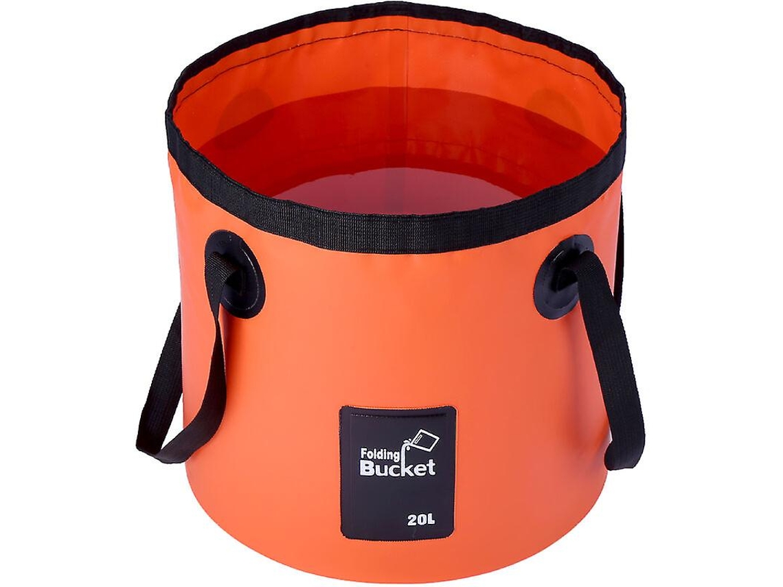 Cubo Plegable 20l Naranja - Portátil Para Campamento, Senderismo, Pesca Y Viajes - Lágrima Resistente Y Duradera