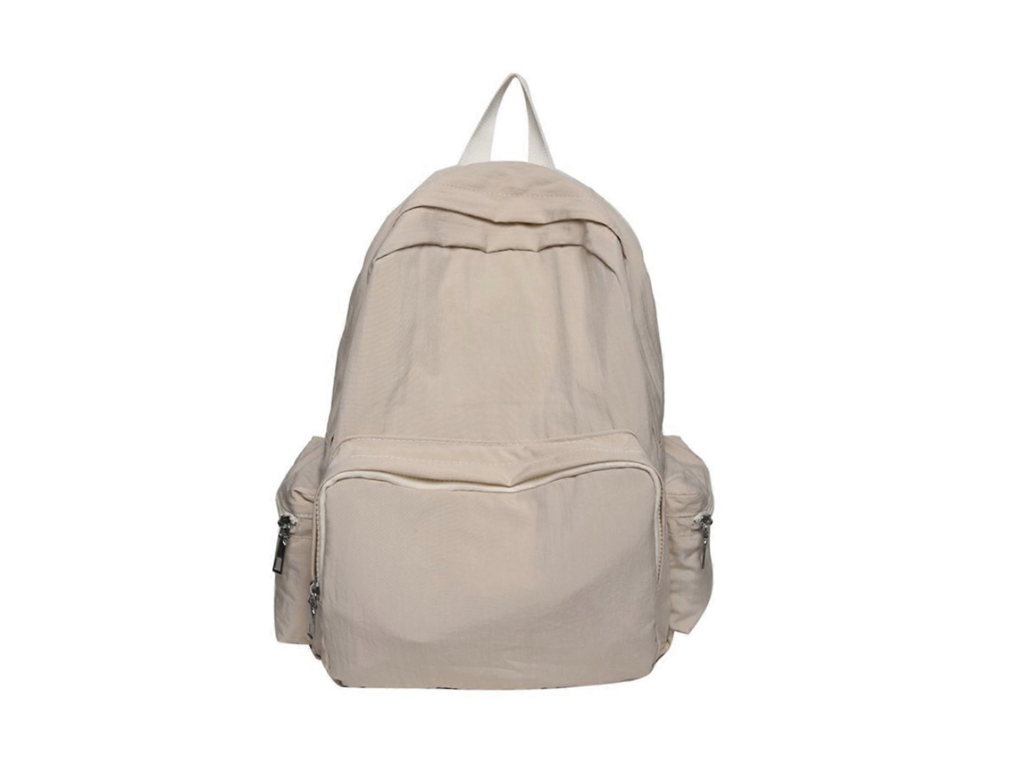 Mochila de viaje 2023 con doble asa, bolso de hombro impermeable, mochila escolar ligera para estudiantes, modelo libro, color beige.