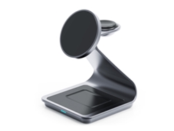 Cargador inalámbrico 3 en 1 para MagSafe, estación de carga inalámbrica de aleación de aluminio, compatible con iPhone 14/13/12, Apple Watch, AirPods Pro/3/2 (negro) CHRONUS