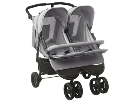 vidaXL Carrito para gemelos de acero gris claro