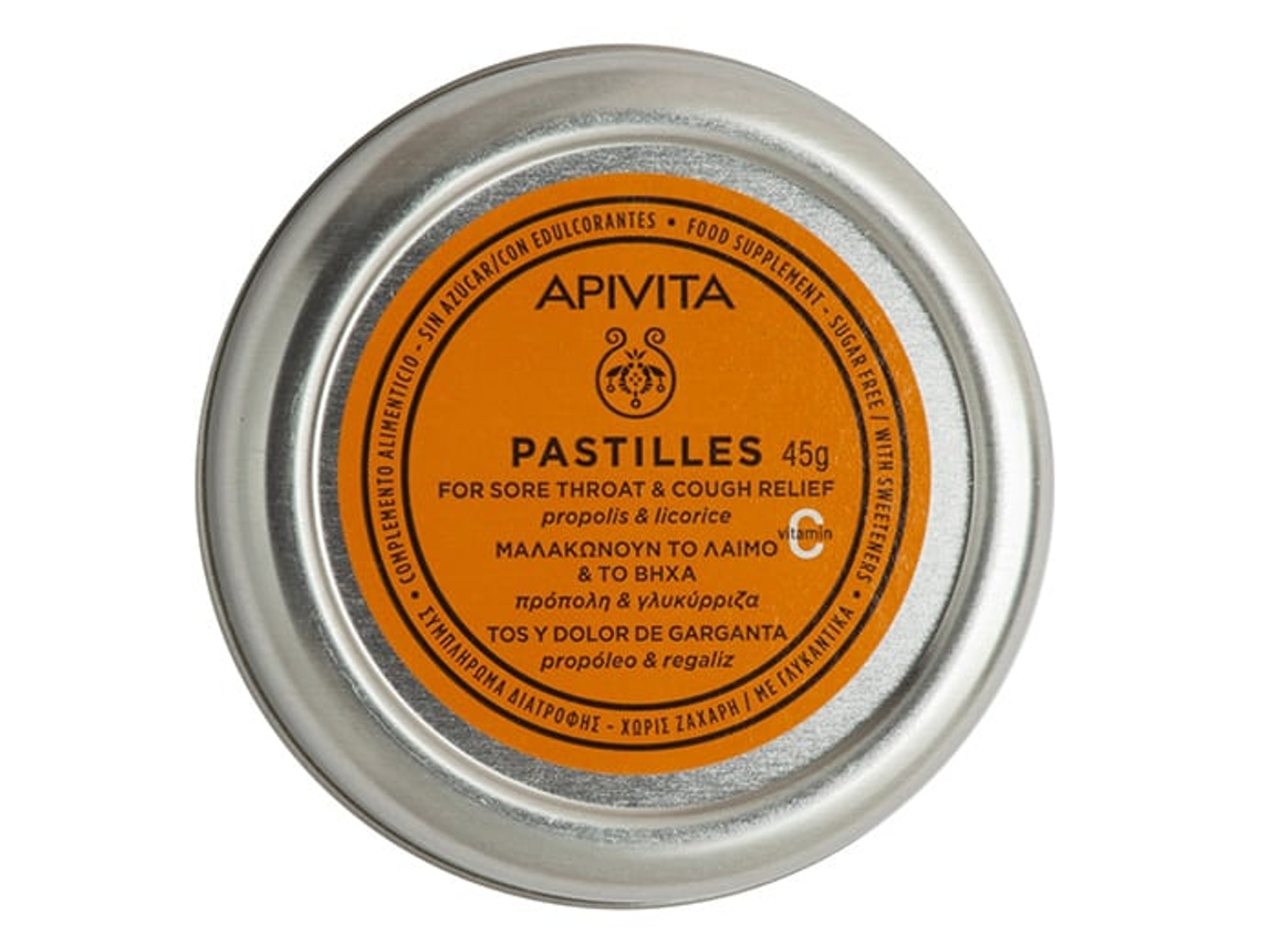 APIVITA Pastillas para Dolor de Garganta y Tos Propóleo y Regaliz 45 gr
