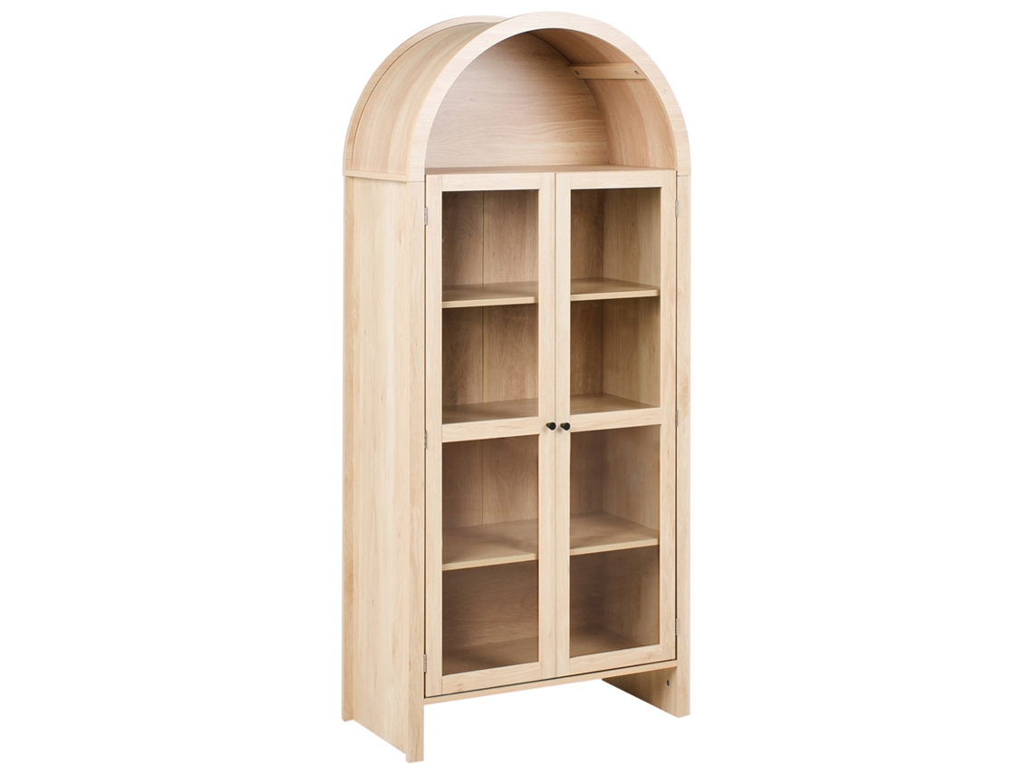Mueble decorativo Beliani Glenwood con frente de cristal en aglomerado marrón 79x40x178