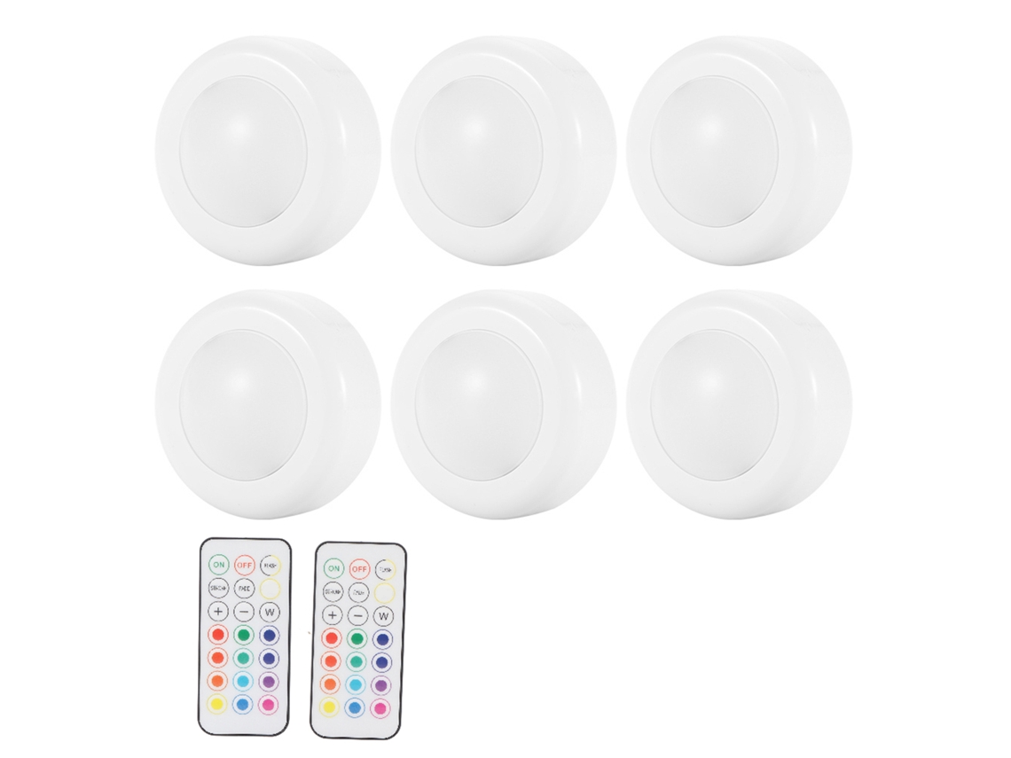 Rebe-6pcs Luz Led Para Armarios Con Sensor De Movimiento Y Control Remoto, Lámpara Nocturna Para Hogar Y Corredores Interiores