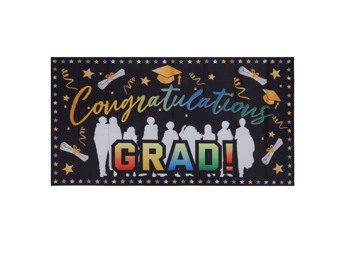 HYMNORA Banderola de Graduación 71x38 Pulgadas, Tejido de Poliéster Duradero, Sin Decoloración, 4 Ojales, Fácil Instalación, Felicitaciones Graduado