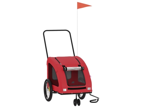 vidaXL Remolque de bicicleta mascotas hierro tela Oxford rojo