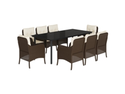 Maison Exclusive - Set Comedor Para Jardín 9 Pzas Y Cojines Ratán Sintético Marrón
