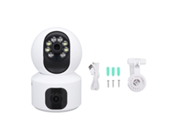 Cámara de seguridad inalámbrica de 2,4 GHz con detección de movimiento, visión nocturna y doble lente para uso en interiores y exteriores.