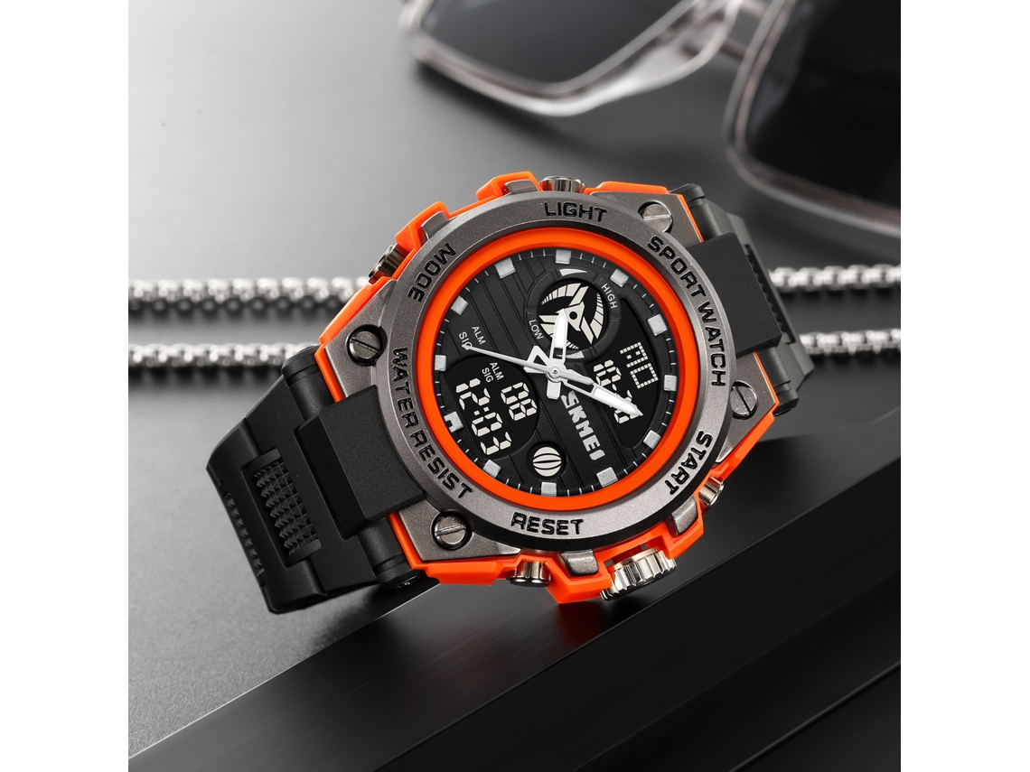 Reloj Multifuncional Skmei 2031 Para Hombre Con Doble Pantalla, Cronómetro Y Resistencia Al Agua De 3 Atm.