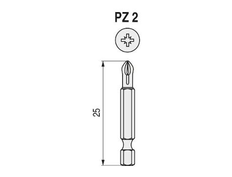Punta atornillar mango 1/4 torsion pz 25mm punta atornill pz2