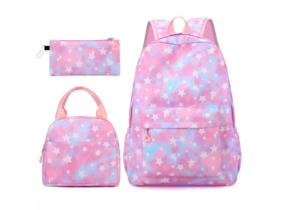 Conjunto de mochila de tres piezas para niñas (Estrella rosa)