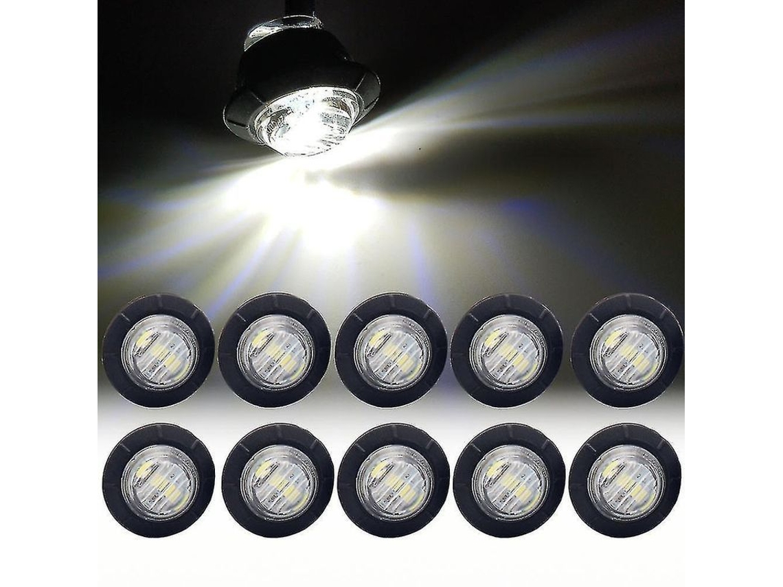 2026-10 Luces Led Indicadoras Laterales 12v-24v Impermeables Para Remolques Camiones Furgonetas Barcos Blanco