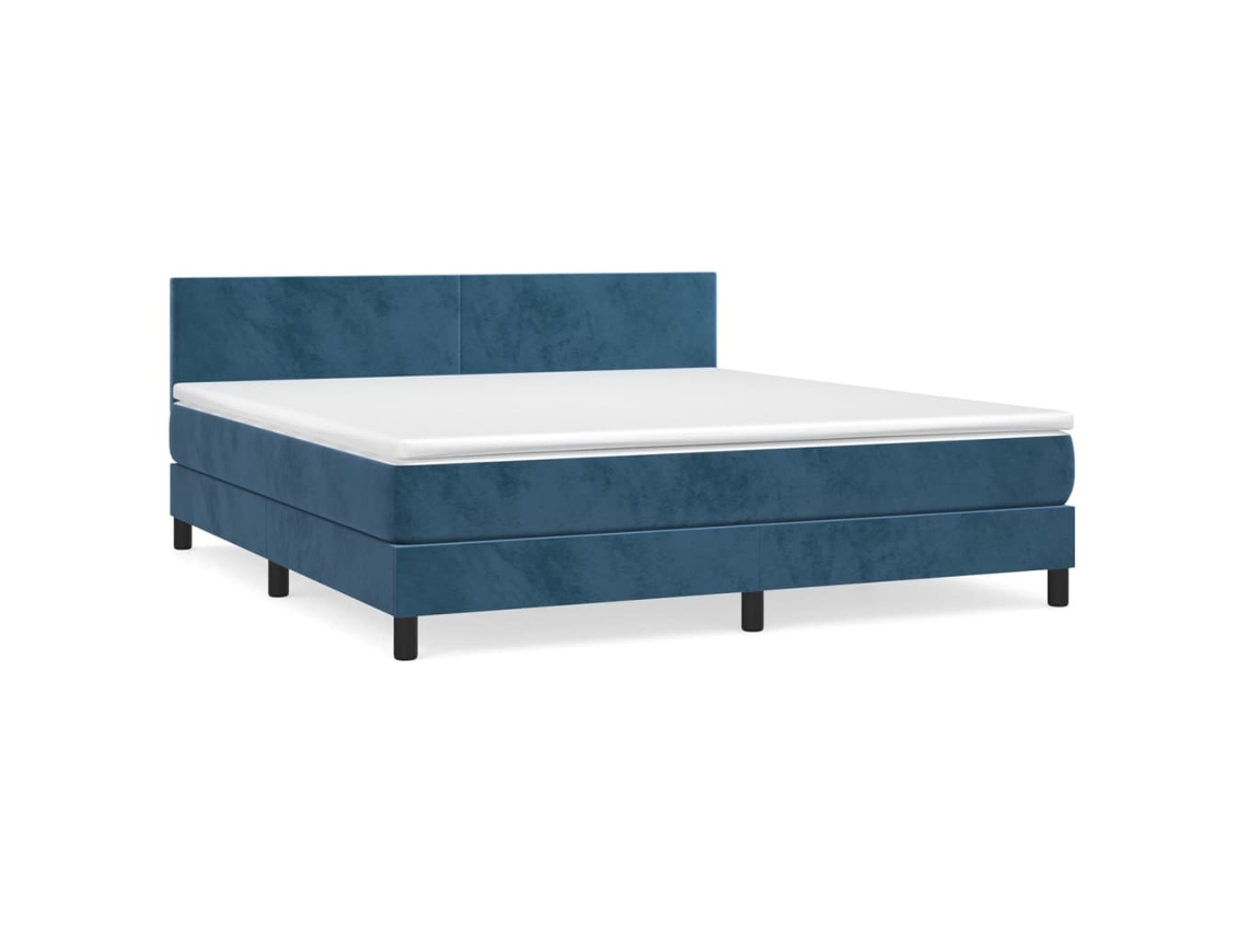 Maison Exclusive - Cama Box Spring Con Colchón Terciopelo Azul Oscuro 180x200 Cm