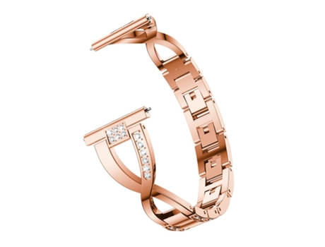 Correa de metal 20mm decoración de diamantes de imitación en forma de X para Amazfit GTS - oro rosa
