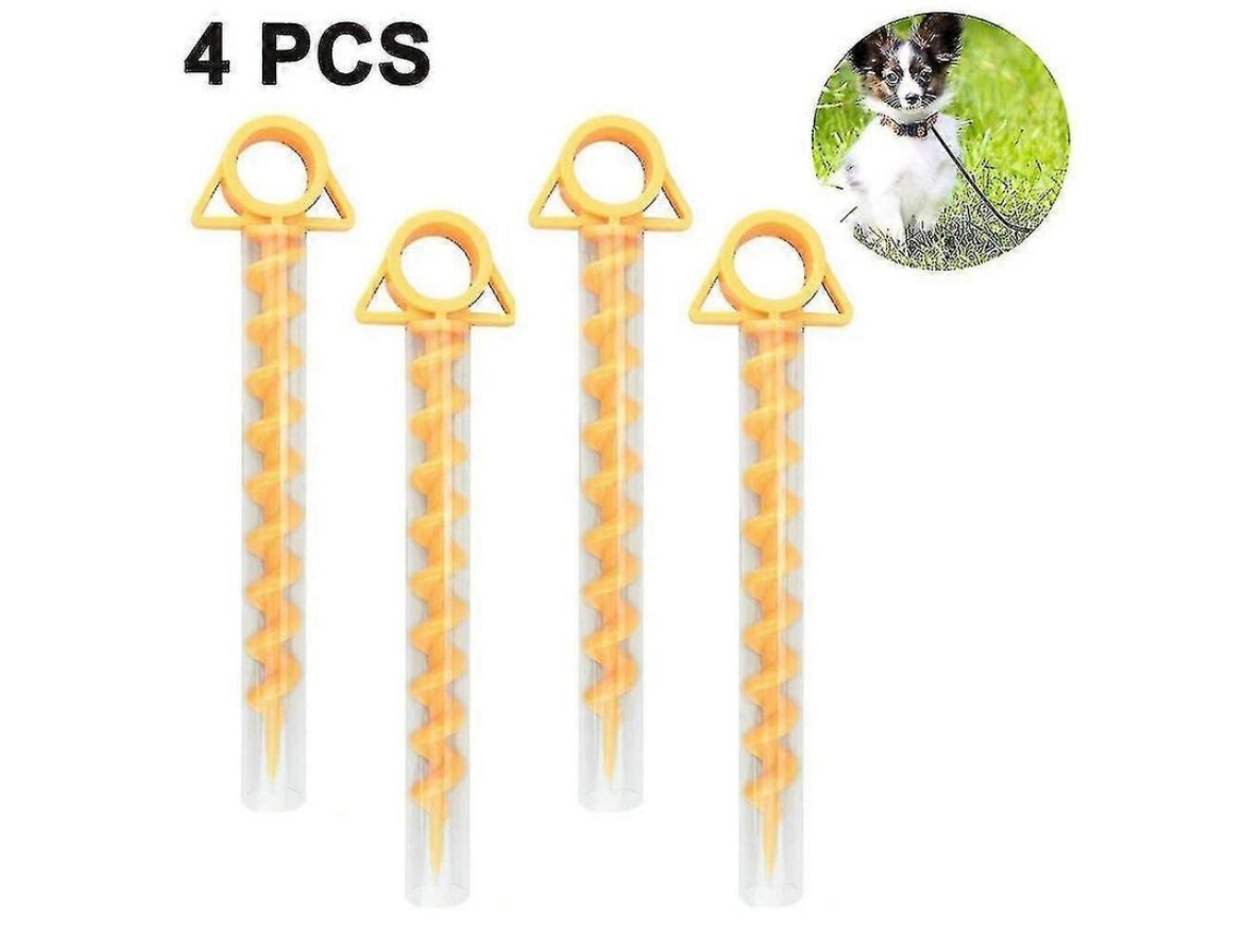 Anclaje espiral de plástico 2026 para camping, mascotas, tiendas de campaña y toldos, 4 piezas de 29 cm, amarillo y verde.