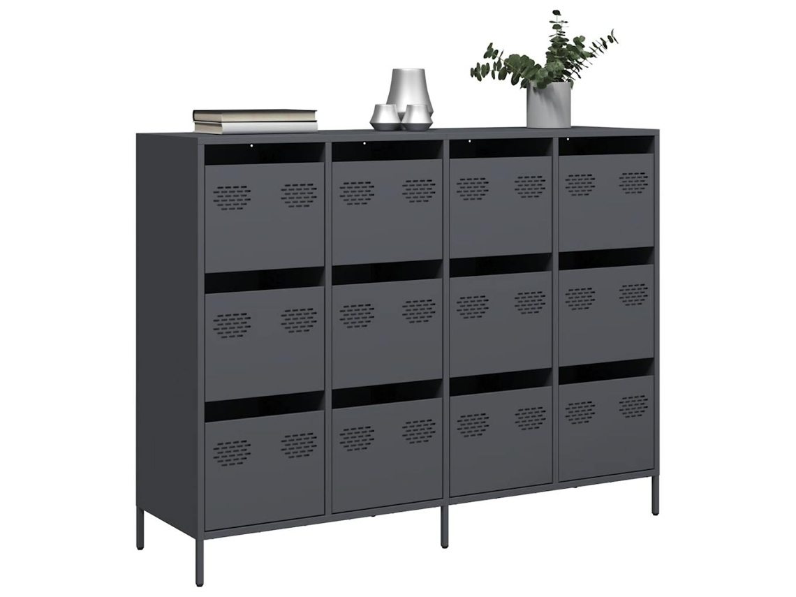 Aparador | Mueble De Comedor | Buffet De Acero Laminado En Frío Antracita 135x39x103,5 Cm Wsd64690