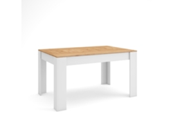 Mesa Comedor, 140x90x76cm, Para 6 Comensales, Muebles Comedor, Roble Y Blanco