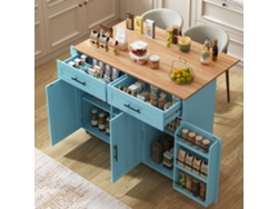 Aparador De Comedor Con Ruedas, 129x46x92cm, Tapa De Madera Plegable, Ruedas.