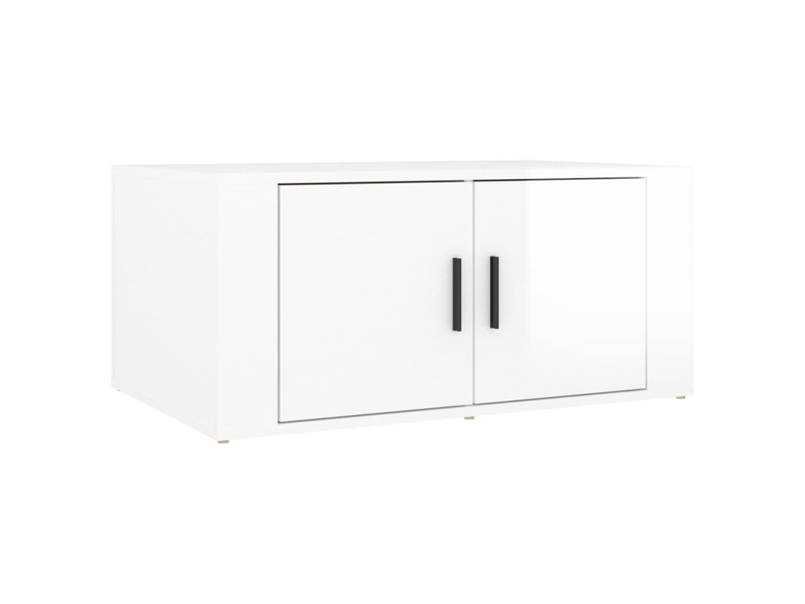 Mesa De Centro Con Dos Compartimentos, Diseño Moderno Y Contemporáneo, 80 X 50 X 36 Cm, Madera De Ingeniería Blanca Dec038138