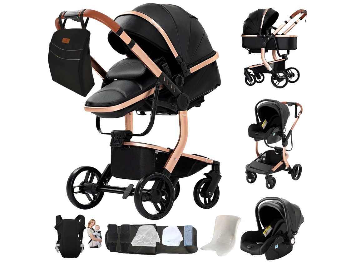 Cochecito de bebé, sistema de viaje 3 en 1, ruedas todoterreno, X518-negro