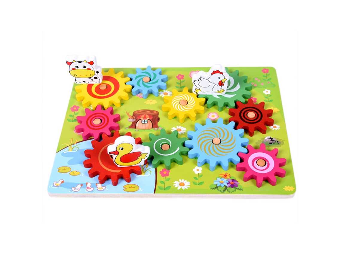 Bloques de construcción de madera Montessori con engranajes 3D en forma de animales . Regalo para niños Czhhmart