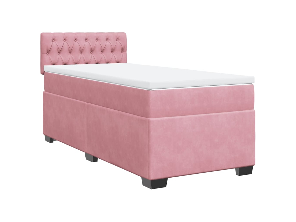 Maison Exclusive - Cama Box Spring Con Colchón Terciopelo Rosa 90x200 Cm
