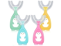Juego De 4 Cepillos De Dientes En Forma De U Para Niños De 2 A 6 Años, Con Cabezal De Silicona Suave Y Diseño De Limpieza De 360 Grados Para Bebés Y Niños Pequeños.