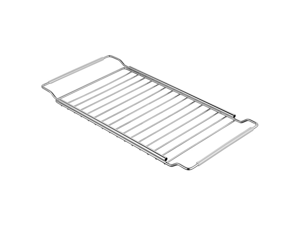 Estante Organizador Telescópico De Acero Inoxidable Para Fregadero De Cocina Con Bandeja De Drenaje.