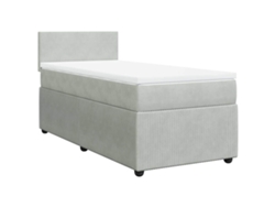 Maison Exclusive - Cama Box Spring Con Colchón Terciopelo Gris Claro 90x190 Cm