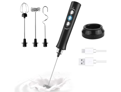 Espumador de leche eléctrico de mano espumador de café recargable por USB para café café con leche capuchino negro ZMDECQNA