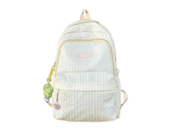 Mochila japonesa bonita para mujeres y niñas, mochila informal para la escuela, viajes y libros, blanca.