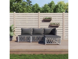 Conjunto de salón de jardín de 4 piezas con cojines, acero blanco, Dkd Home Decor