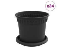 Macetas Vidaxl, 24 unidades, negras, Ø 15 x 12 cm, plástico.