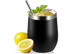 MEOIRUERY Set de Vasos de Acero Inoxidable 304 12oz, Forma U con Tapa, Pitillo y Cepillo de Limpieza