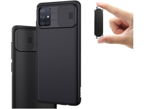 Carcasa y Soporte Samsung A71 Camshield Nillkin Negro