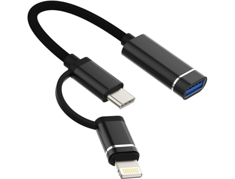 Adaptador USB a Lightning Cable OTG USB-A Hembra a Tipo C Macho 3.0 Convertidor negro VENISYMLIS