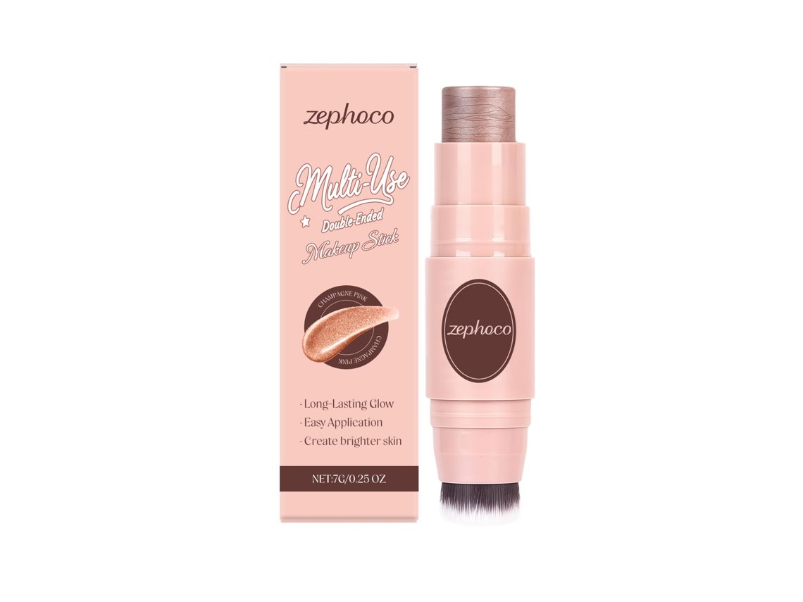 Barra de maquillaje doble versátil color rosa champán.