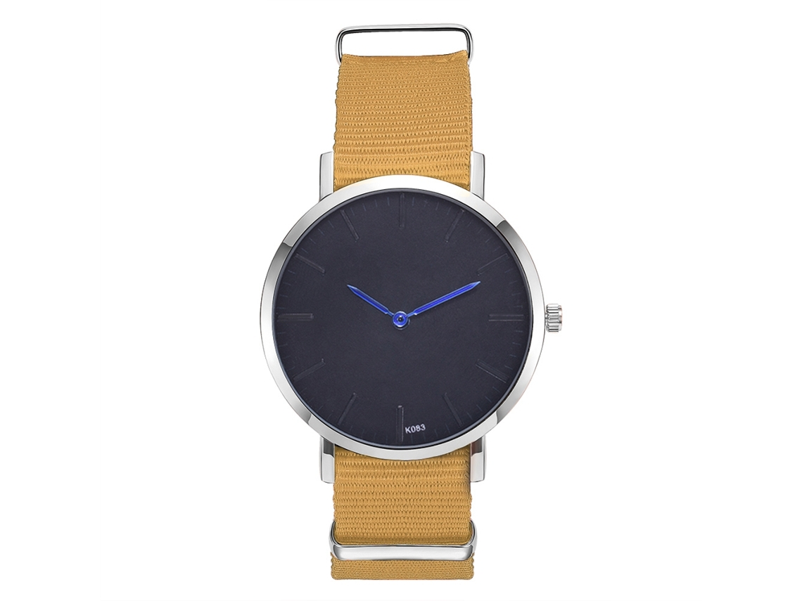 Reloj De Pulsera Informal De Moda Para Hombre Con Correa Sencilla De Nailon Beige.