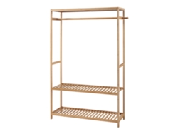 Perchero burro Herøy con 3 estantes perchas bambú 165x100x35cm - Natural [EN.CASA]